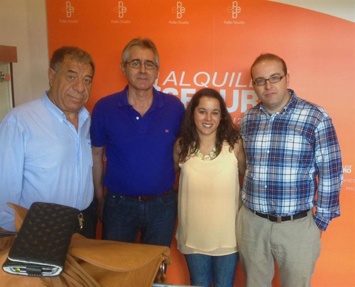 Román, Rafael y Nuria acompañados de Sergio Cardona